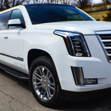 White Escalade limo front