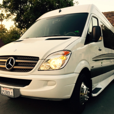 White Mercedes party bus
